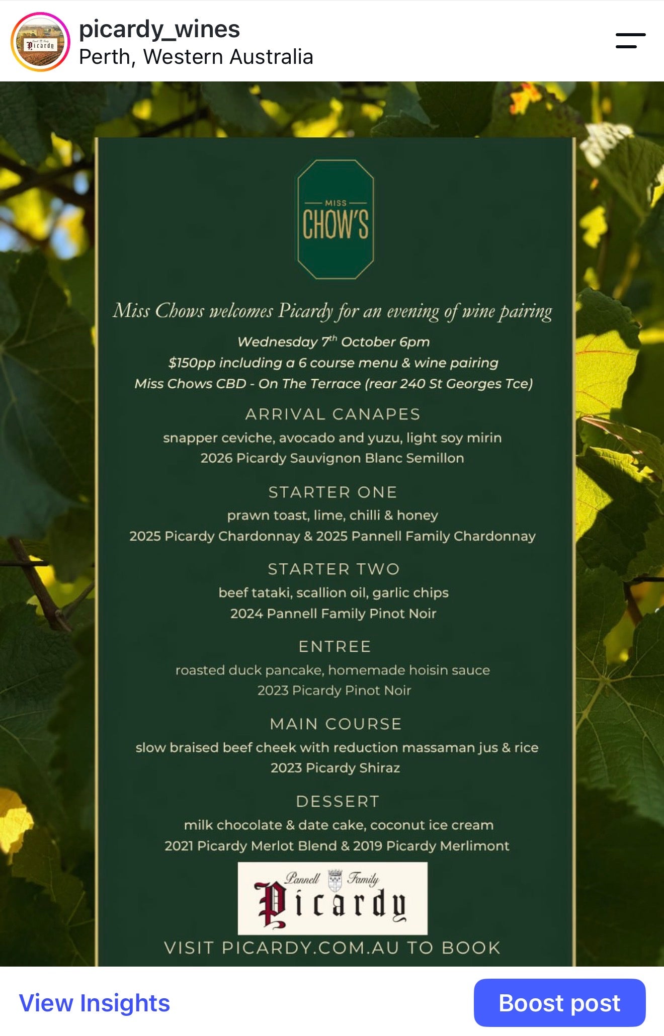 Picardy x Miss Chows Wine Dinner
